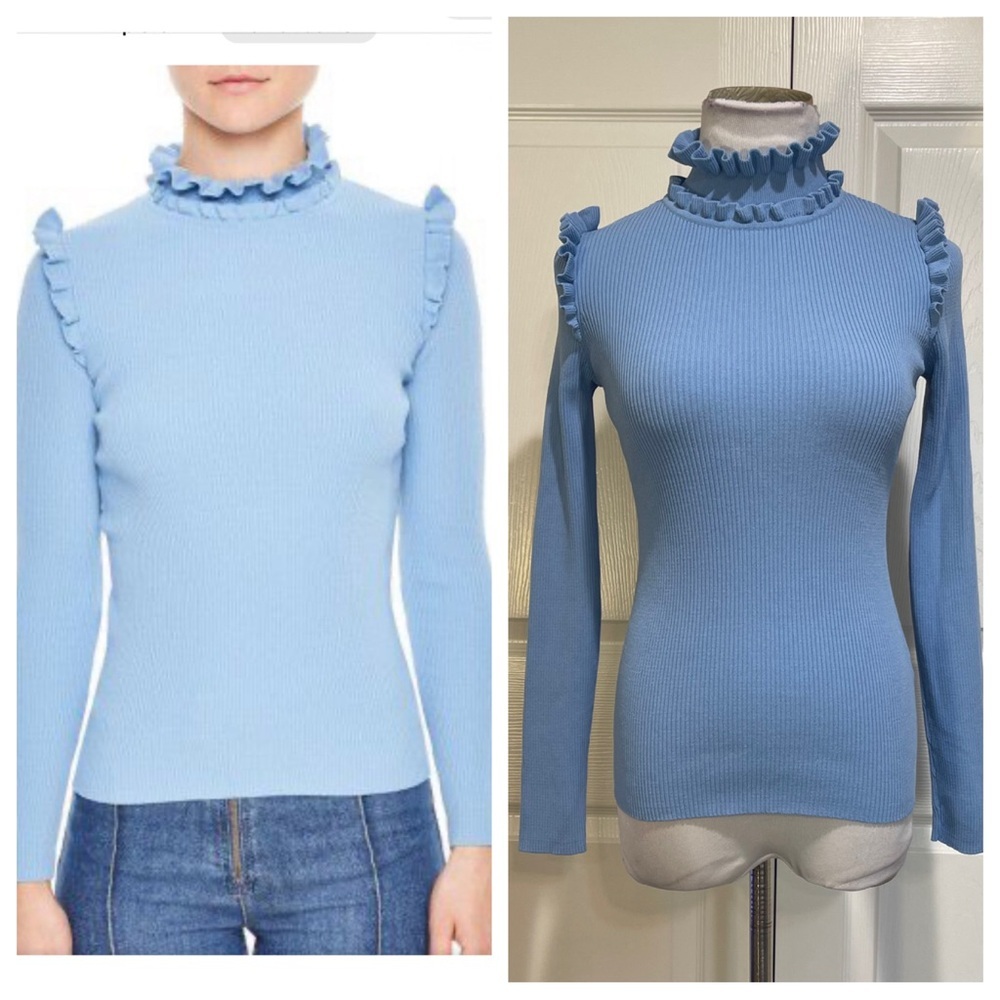 Sandro Ruffle Trim Turtleneck Sweater